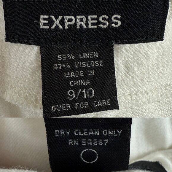 Express Women's White Linen Blend Wide Leg Pants Size 9 / 10 - Picture 6 of 12